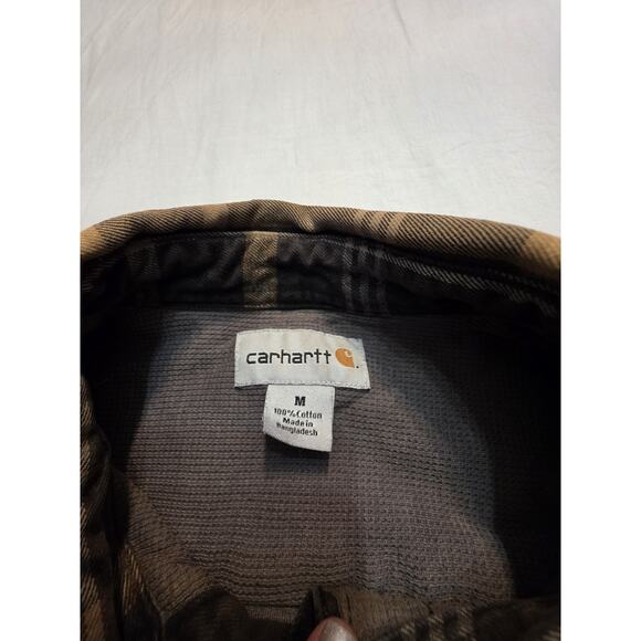 Carhartt Men's Size Medium Striped Thermal Lined Button Up Long Sleeve Shirt - Picture 3 of 8